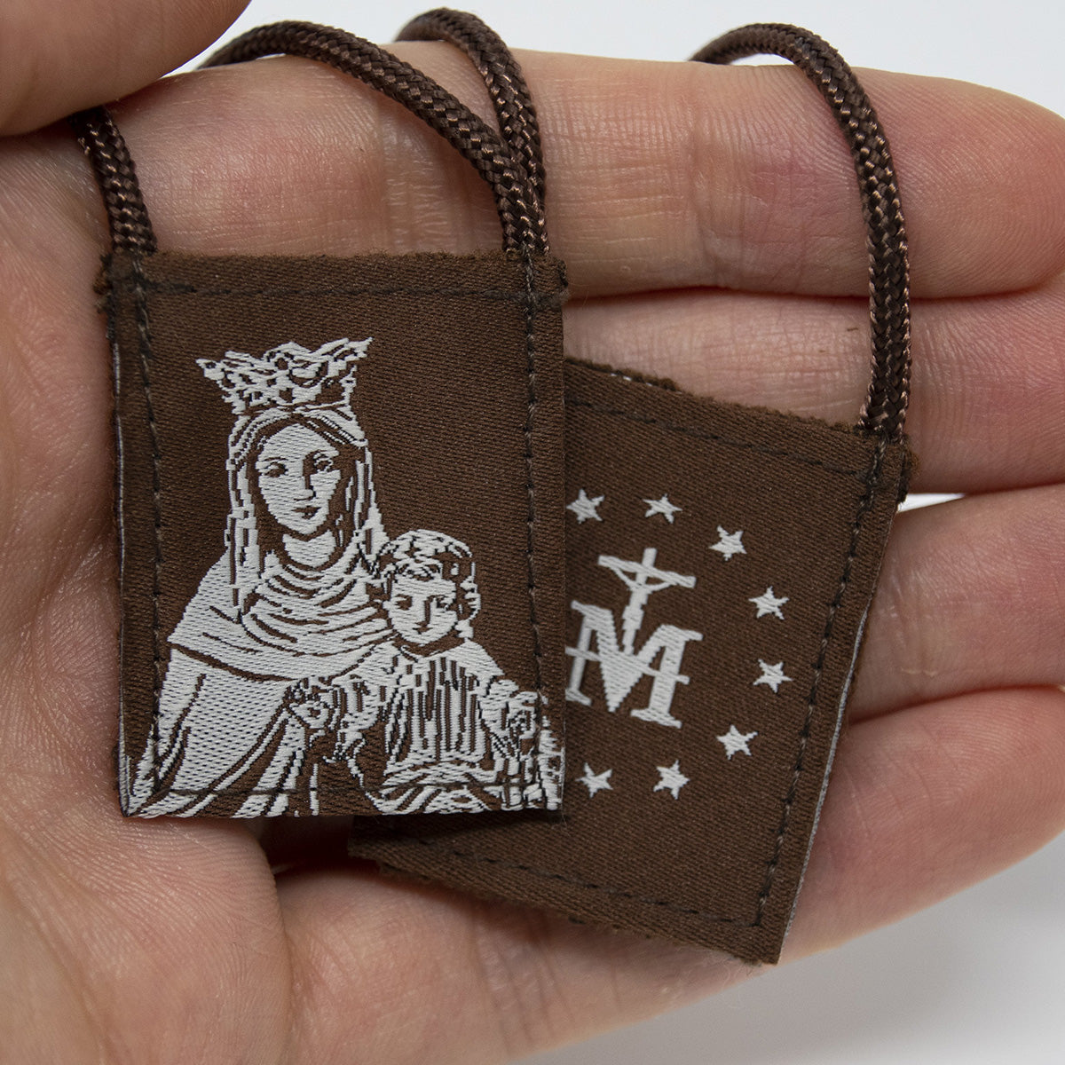 Premium Brown Scapular, Brown & Cream, Our Lady of Mt. Carmel - scapulars.com®