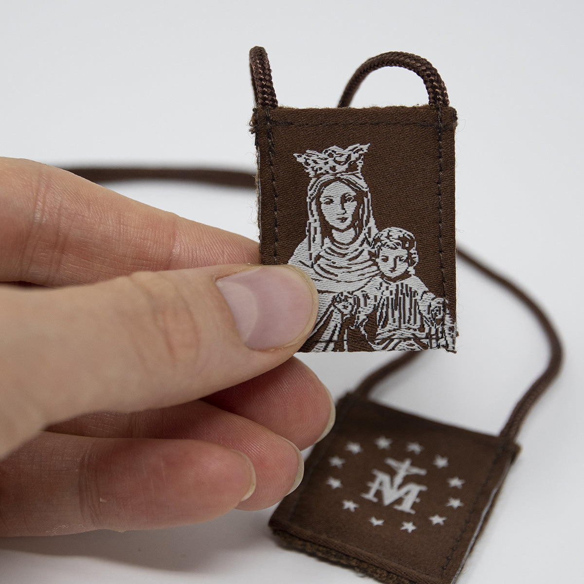 Premium Brown Scapular, Brown & Cream, Our Lady of Mt. Carmel - scapulars.com®