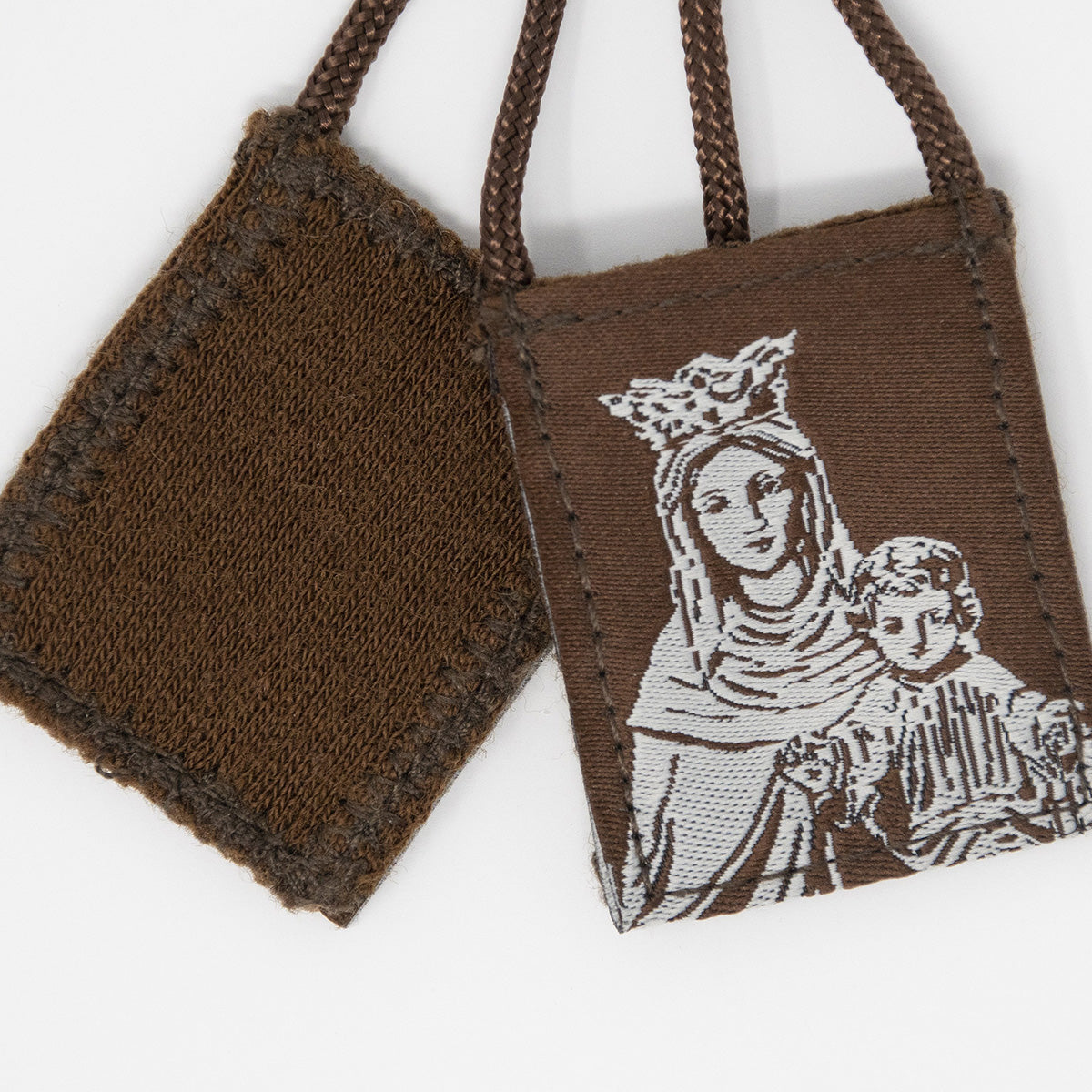 Premium Brown Scapular, Brown & Cream, Our Lady of Mt. Carmel - scapulars.com®