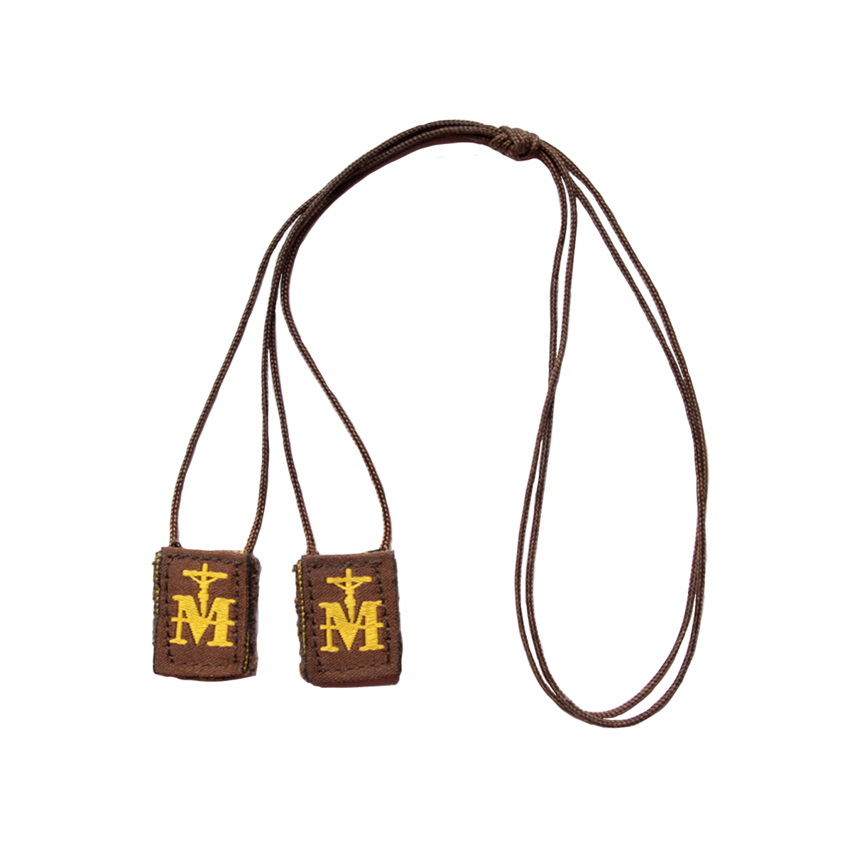 Premium Brown Scapular, Brown & Gold (Mini) - scapulars.com®